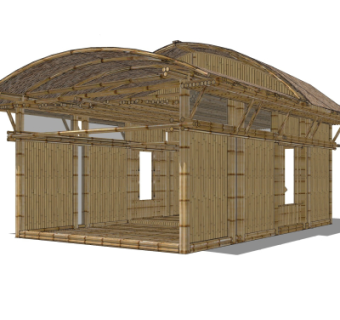 自然风竹亭su模型