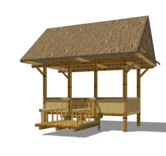 自然风竹亭su模型