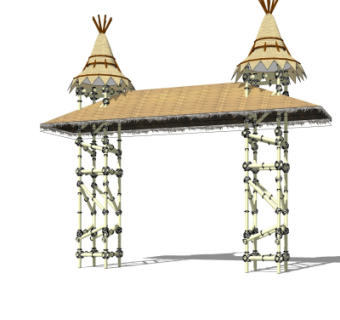 自然风门头牌坊免费su模型