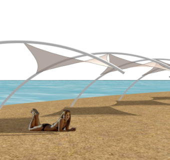 现代张拉膜遮阳棚su模型