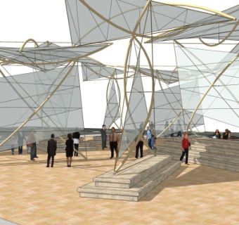 现代张拉膜遮阳棚su模型