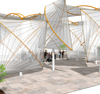 现代张拉膜遮阳棚su模型