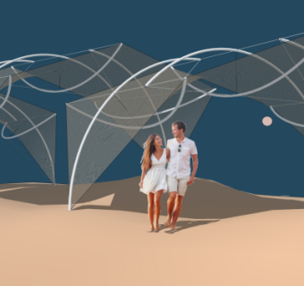 现代张拉膜遮阳棚su模型