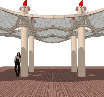 现代钢结构雨棚su模型