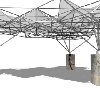 现代钢结构雨棚su模型