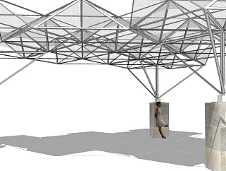 现代<em>钢结构雨棚</em>su模型
