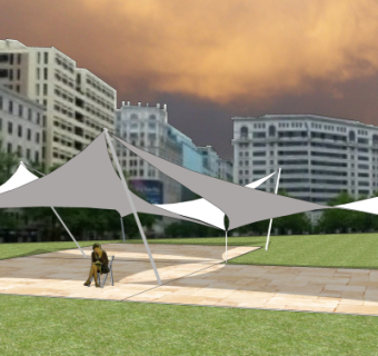 现代张拉膜遮阳棚su模型