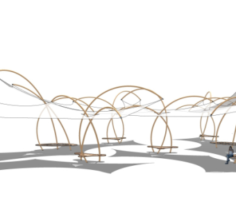 现代张拉膜遮阳棚su模型
