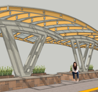 现代钢结构雨棚su模型