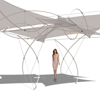 现代张拉膜遮阳棚su模型