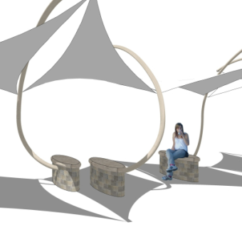 现代张拉膜遮阳棚su模型