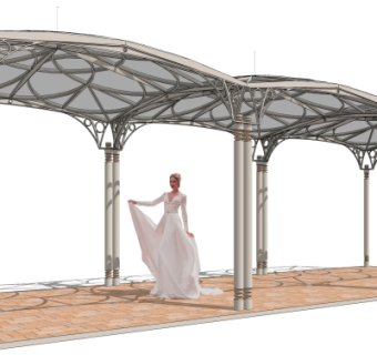 欧式金属雨棚su模型