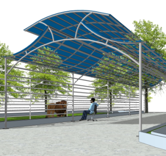 现代雨棚su模型