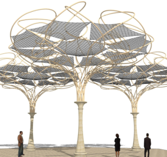 现代张拉膜遮阳棚su模型