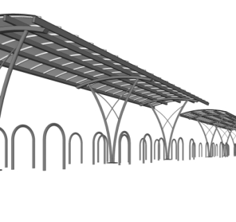 现代雨棚su模型