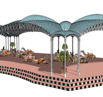 现代雨棚su模型