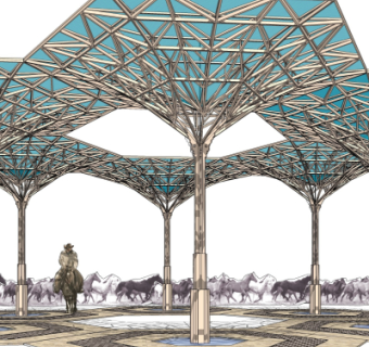 现代雨棚遮阳棚su模型