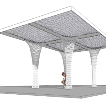 现代雨棚su模型
