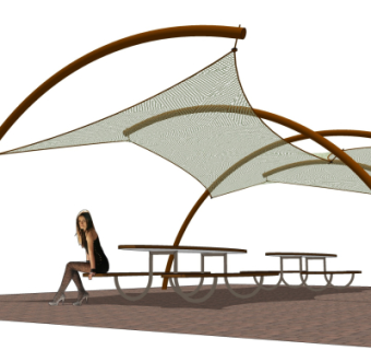 现代张拉膜遮阳棚su模型
