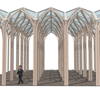 现代雨棚su模型