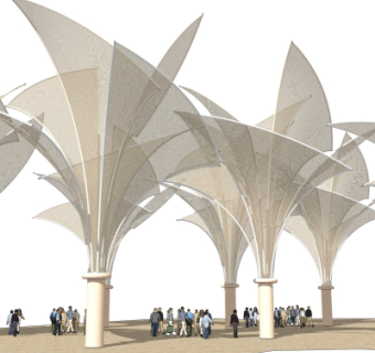 现代遮阳棚su模型