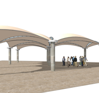 现代张拉膜遮阳棚su模型