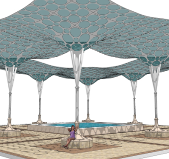 现代雨棚su模型