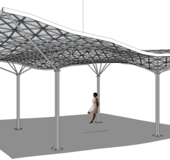 现代雨棚su模型
