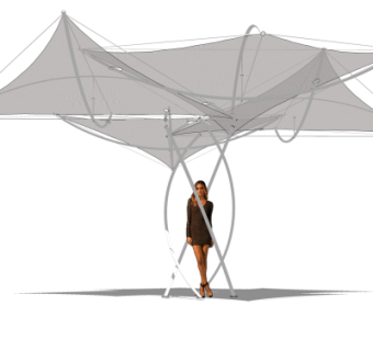 现代张拉膜遮阳棚su模型