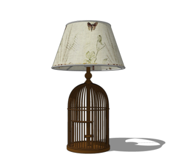 中式鸟笼台灯su模型