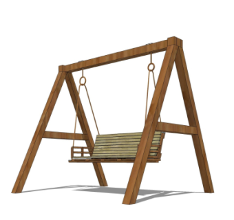 中式实木秋千su模型