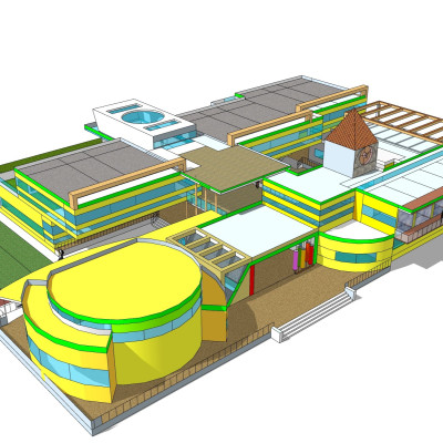 现代幼儿园su模型