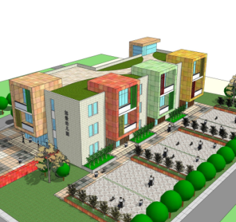 现代幼儿园su模型