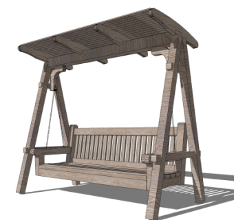 现代实木秋千su模型