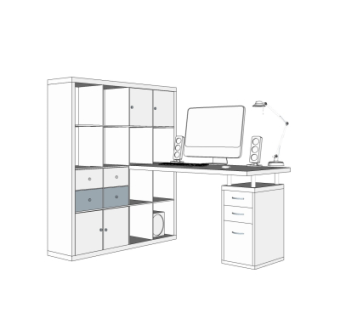 现代书桌su模型