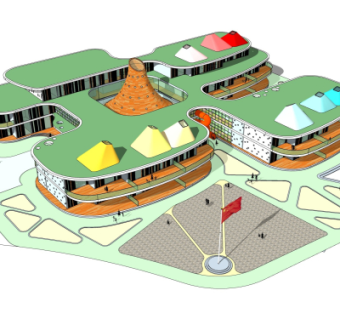 现代幼儿园su模型