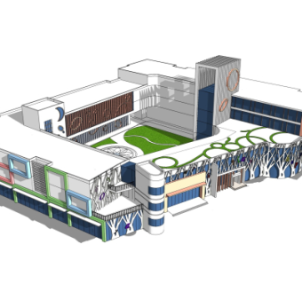 现代幼儿园su模型