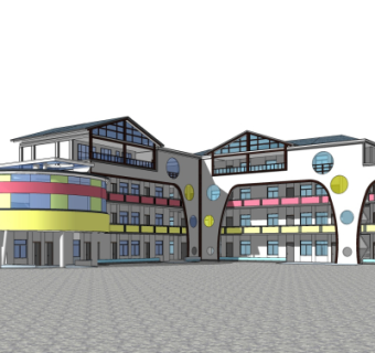 现代幼儿园su模型