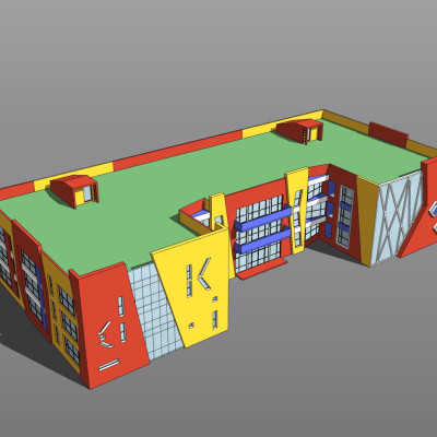 现代幼儿园su模型