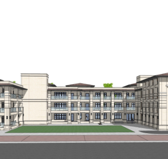 新中式教学楼su模型
