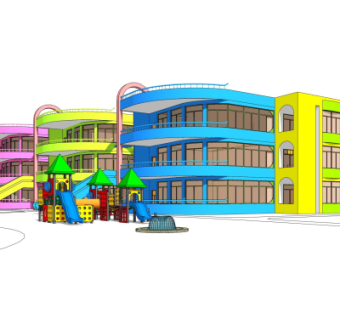 现代幼儿园su模型