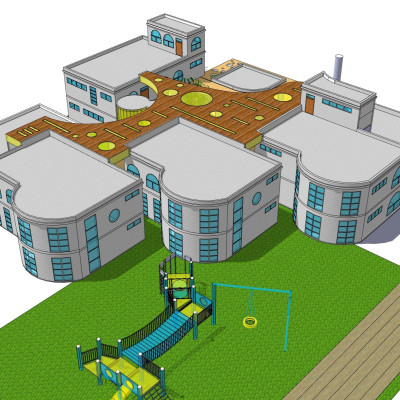 现代幼儿园su模型
