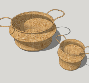 自然风竹编箩筐su模型