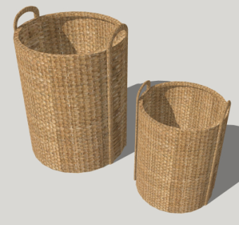 自然风竹编箩筐su模型