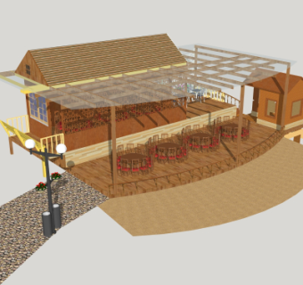 自然风餐厅外观su模型