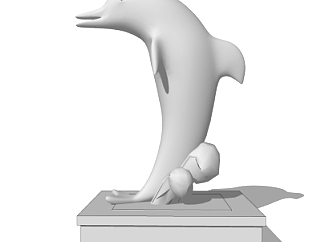 现代海豚雕塑小品su模型