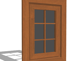 现代实木窗户su模型