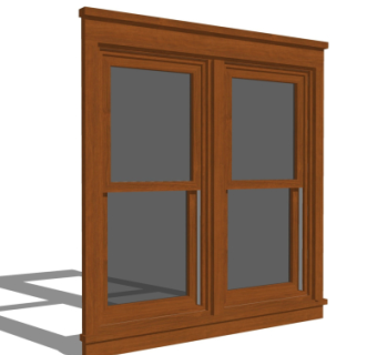 现代实木窗户su模型