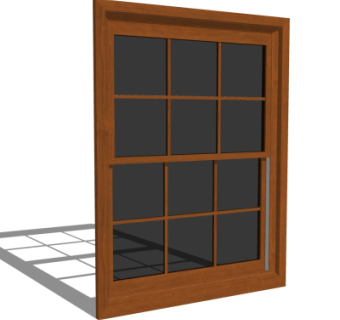 现代实木窗户su模型