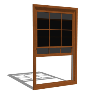 现代实木窗户su模型